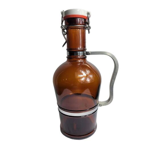 Vintage German Amber Glass 2L Beer Growler - Muster Geschutzt - Picture 1 of 9